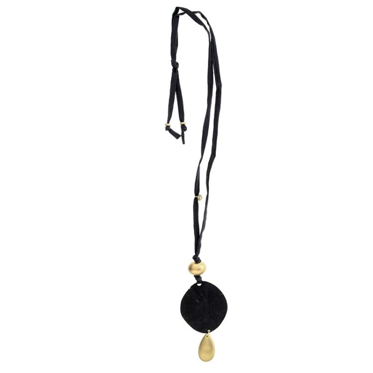 COLLAR LARGO TUBO LAZO COLGANTE MEDALLA GOTA