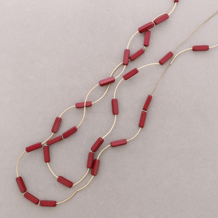 COLLAR LARGO DOBLE CUENTAS TUBO RECTANGULAR RESINA
