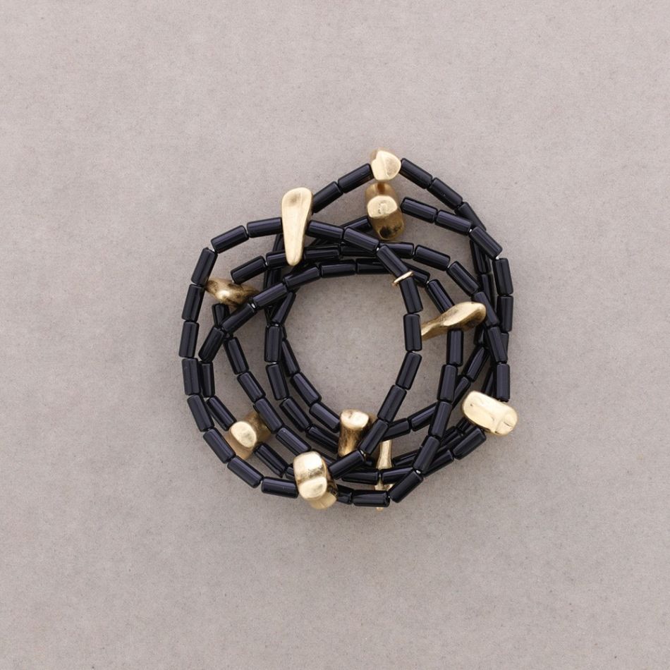 PULSERA ELÁSTICA 5 TIRAS TUBITOS RESINA