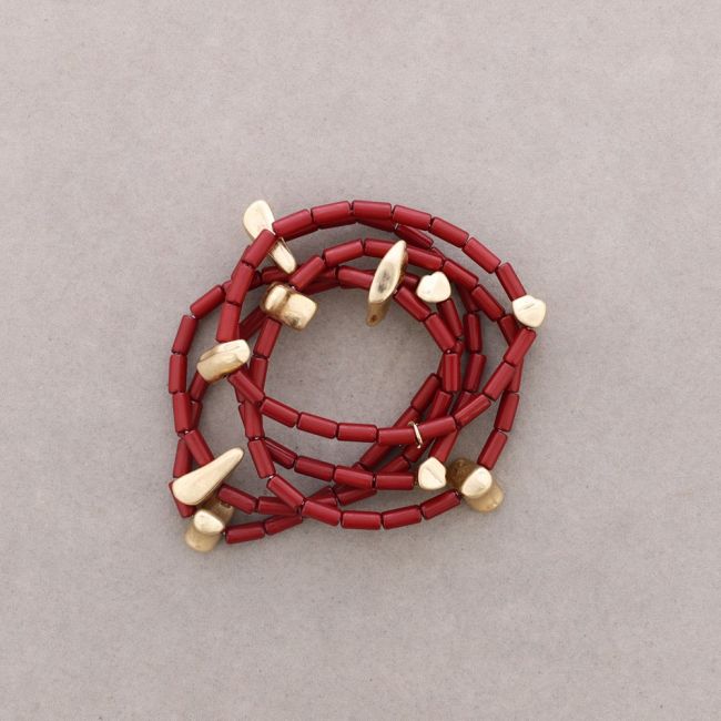 PULSERA ELÁSTICA 5 TIRAS TUBITOS RESINA