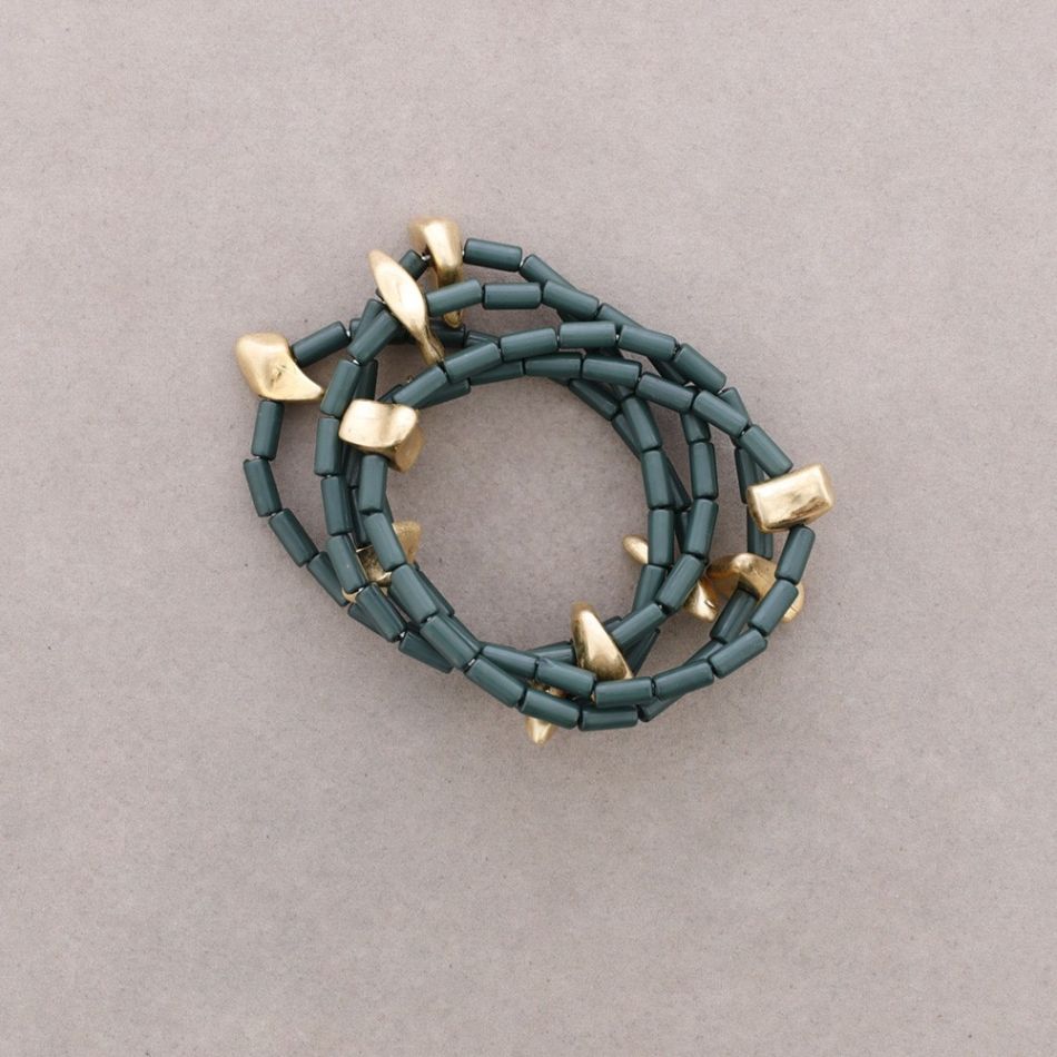 PULSERA ELÁSTICA 5 TIRAS TUBITOS RESINA