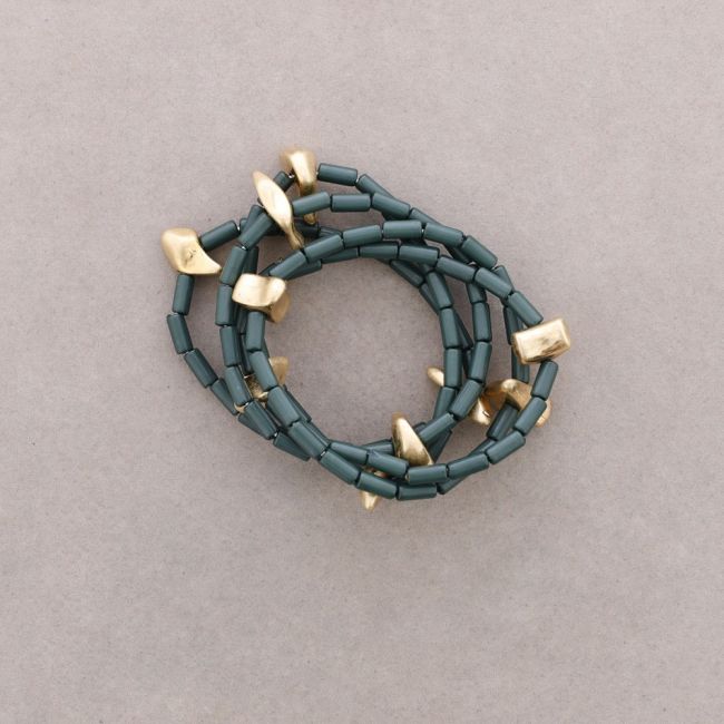 PULSERA ELÁSTICA 5 TIRAS TUBITOS RESINA