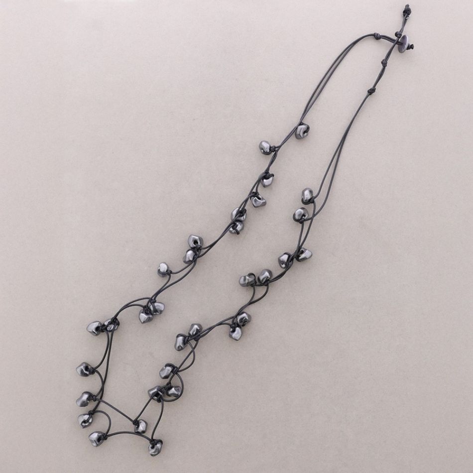 COLLAR LARGO DOBLE CUENTAS ACABADO METAL