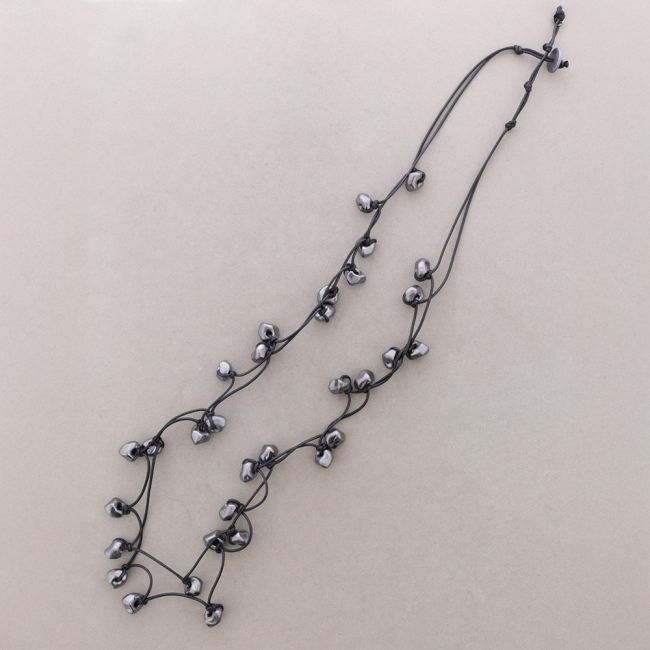 COLLAR LARGO DOBLE CUENTAS ACABADO METAL