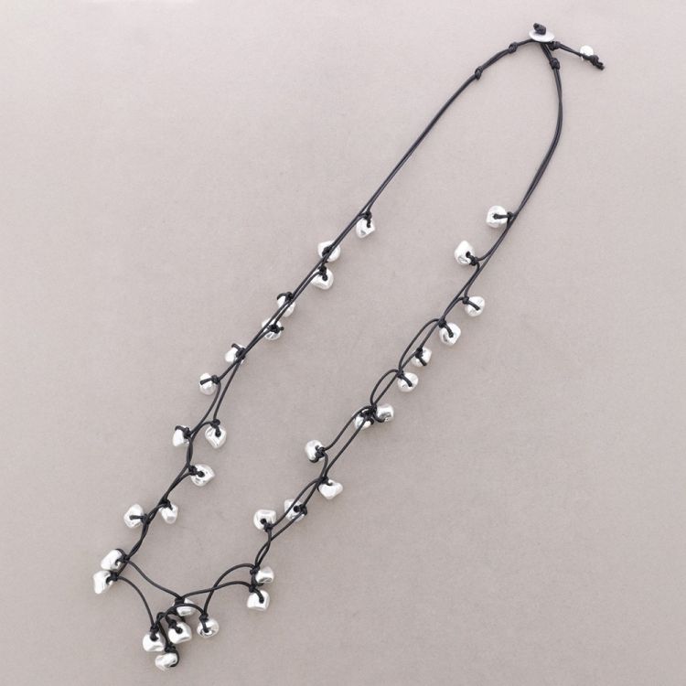 COLLAR LARGO DOBLE CUENTAS ACABADO METAL