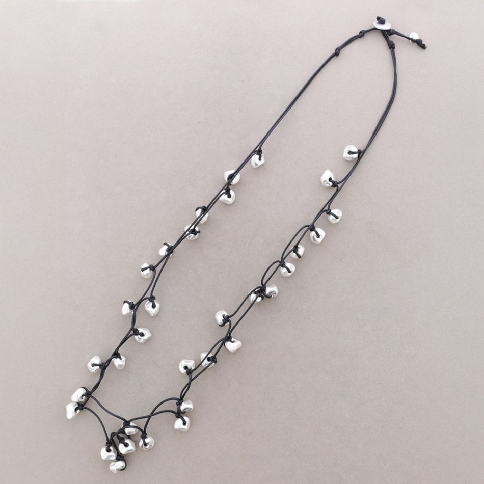 COLLAR LARGO DOBLE CUENTAS ACABADO METAL