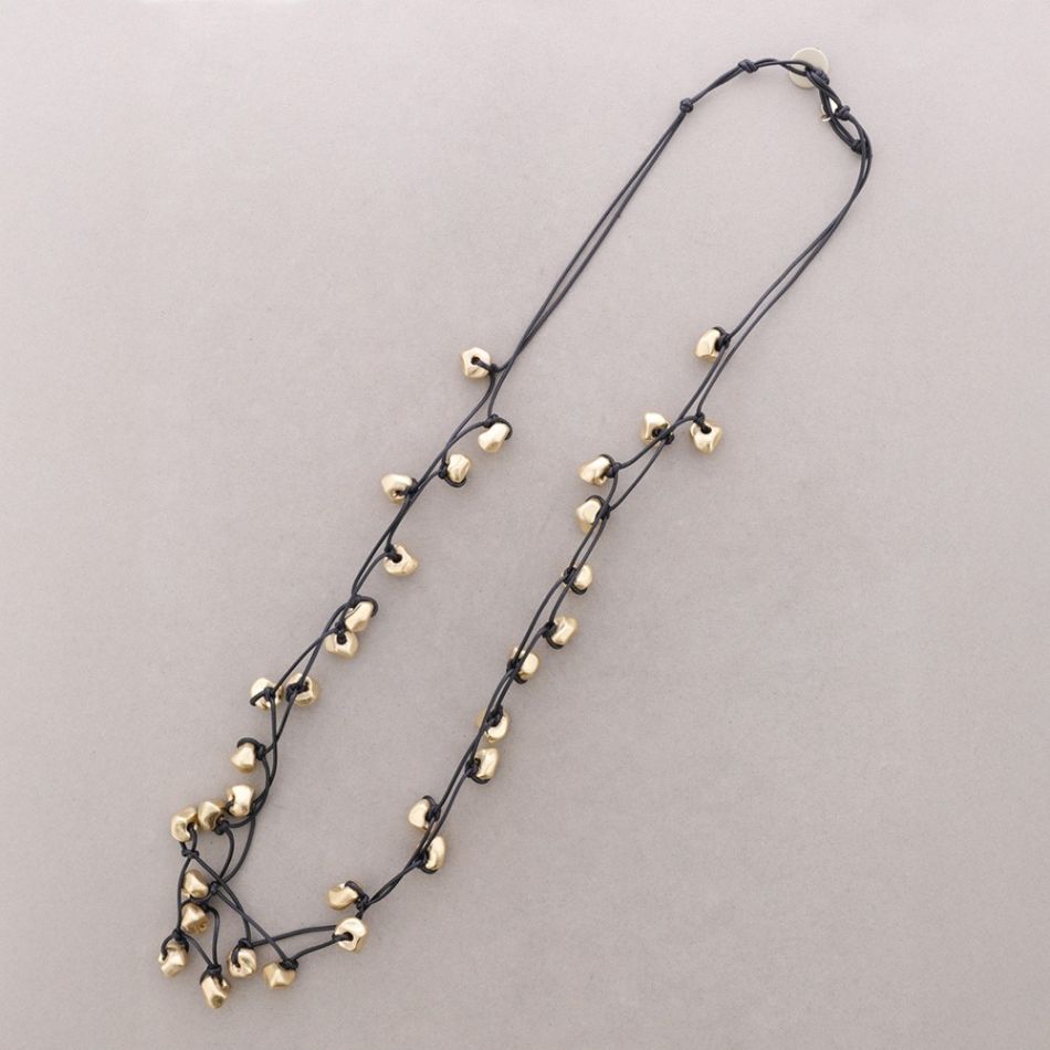 COLLAR LARGO DOBLE CUENTAS ACABADO METAL