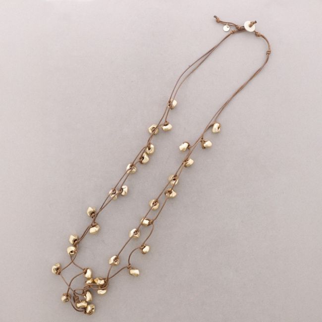 COLLAR LARGO DOBLE CUENTAS ACABADO METAL