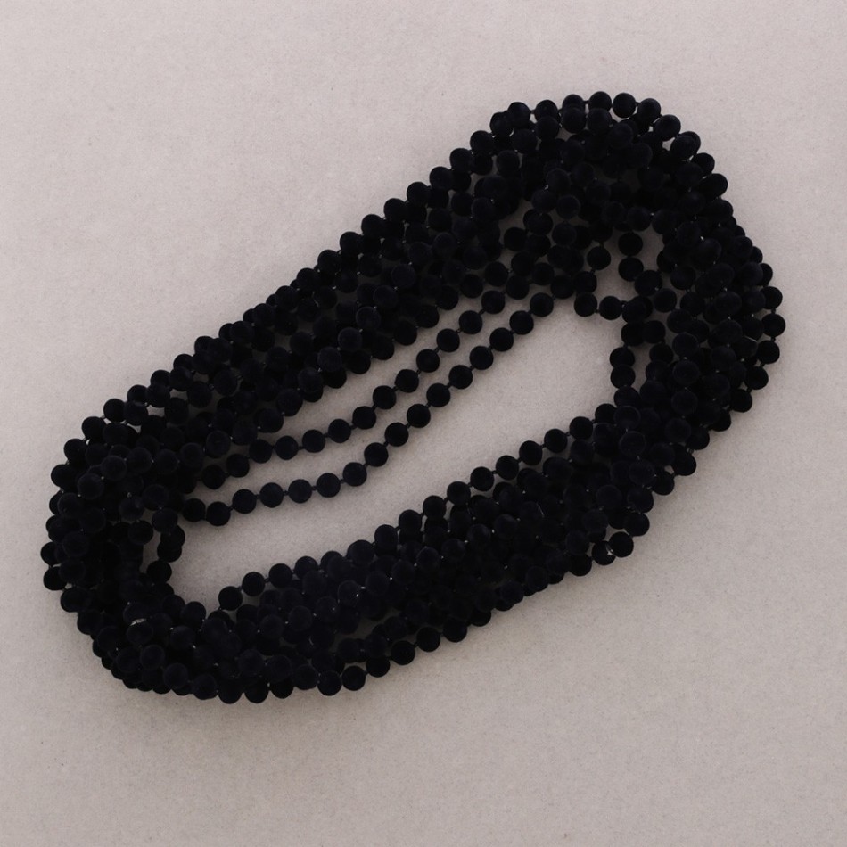 LONG MULTI-STRAND VELVET BALL NECKLACE