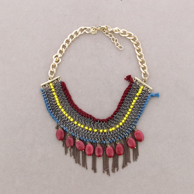 CHOKER BRAIDED THREAD FRINGE CHAIN