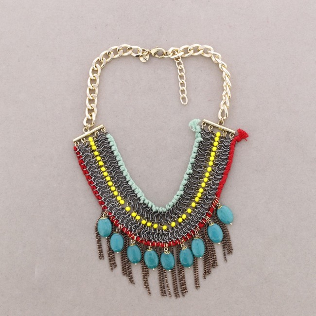 CHOKER BRAIDED THREAD FRINGE CHAIN