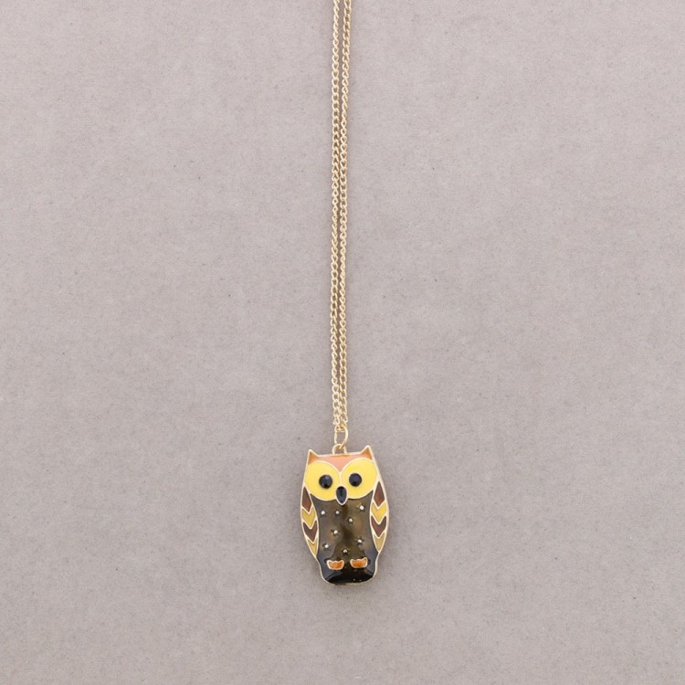 COLLAR LARGO COLG. BUHO ESMALTE