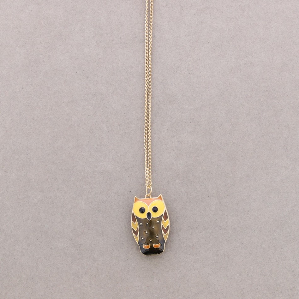 COLLAR LARGO COLG. BUHO ESMALTE