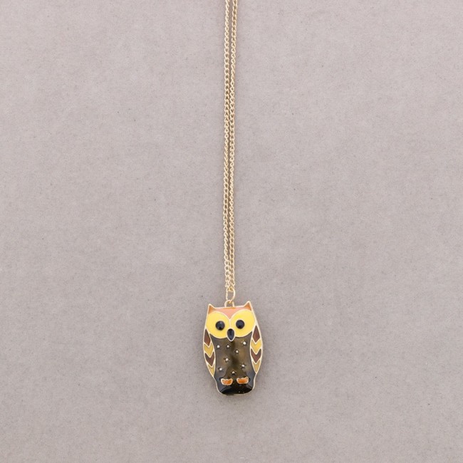 COLLAR LARGO COLG. BUHO ESMALTE