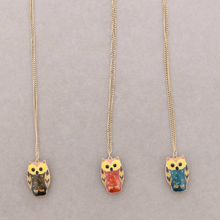 COLLAR LARGO COLG. BUHO ESMALTE 2