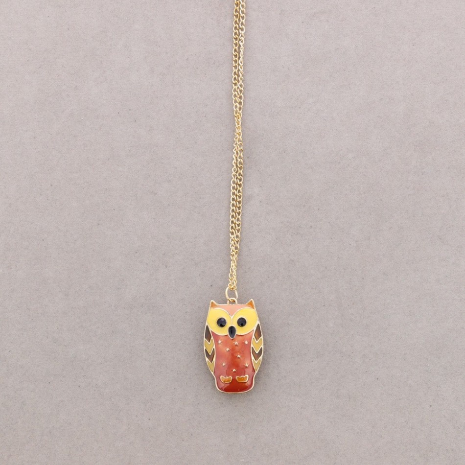 COLLAR LARGO COLG. BUHO ESMALTE