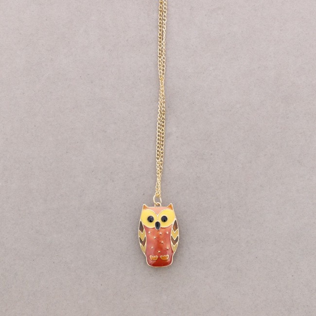 COLLAR LARGO COLG. BUHO ESMALTE