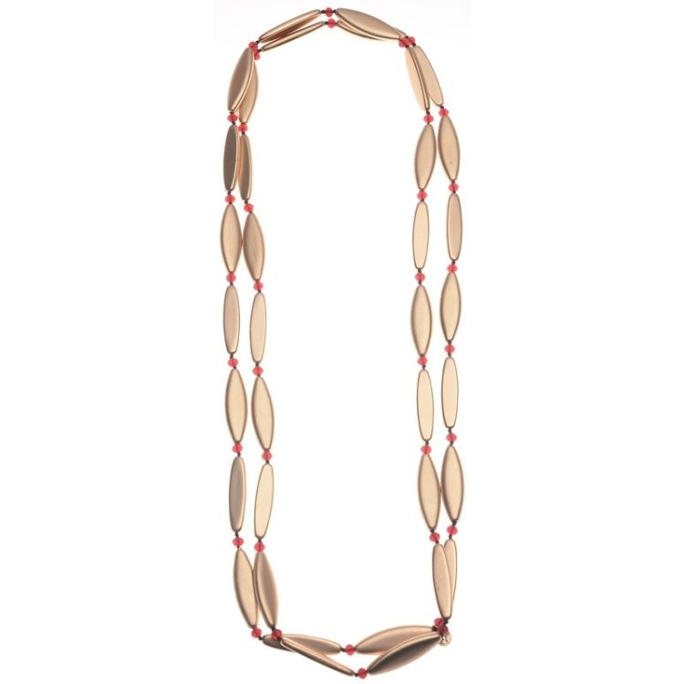COLLAR LARGO CRISTALES CUENTAS IMITACIÓN METAL
