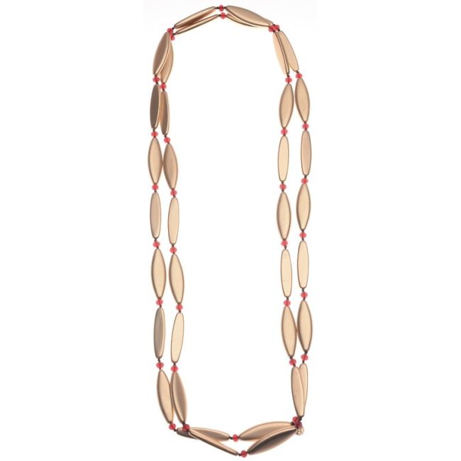 COLLAR LARGO CRISTALES CUENTAS IMITACIÓN METAL