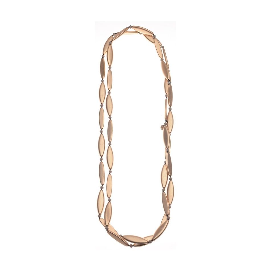LONG NECKLACE CRYSTALS BEADS IMITATION METAL