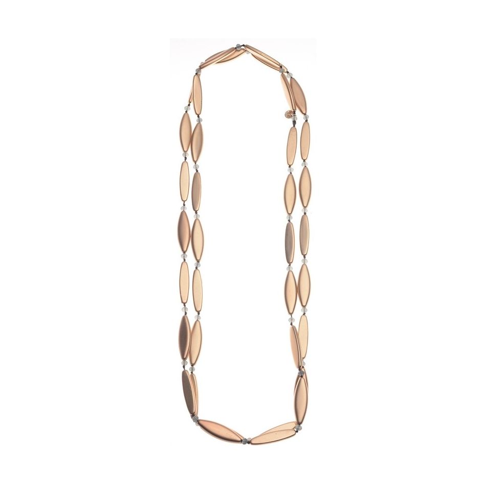 LONG NECKLACE CRYSTALS BEADS IMITATION METAL