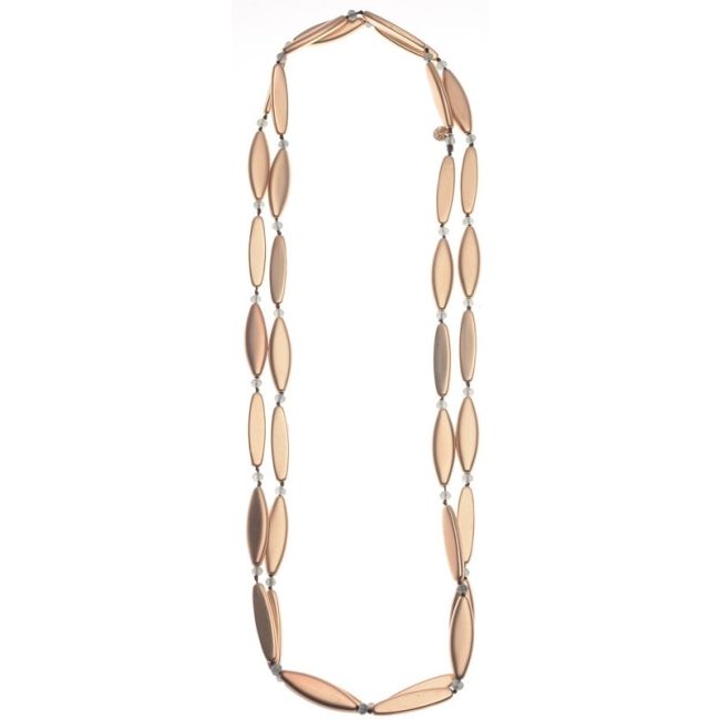 LONG NECKLACE CRYSTALS BEADS IMITATION METAL
