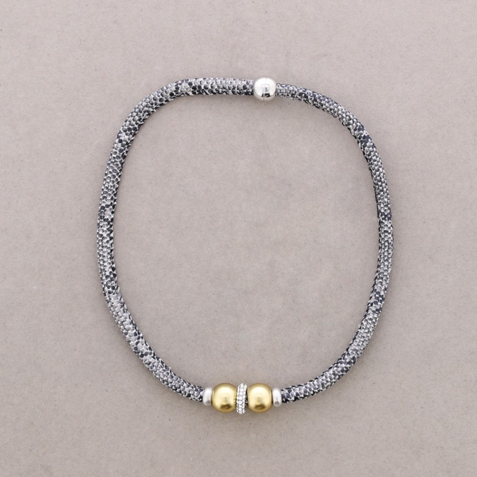 LEATHER METAL CRYSTALS CHOKER