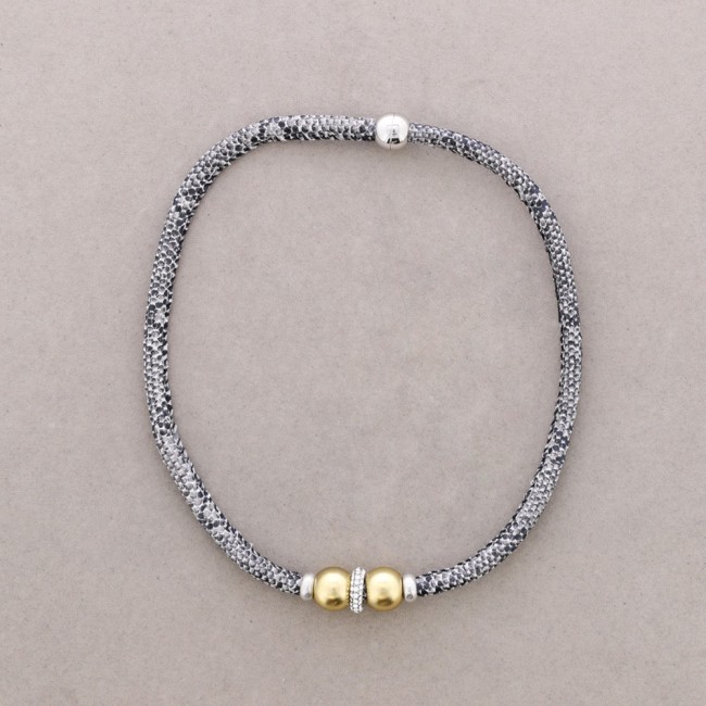 LEATHER METAL CRYSTALS CHOKER