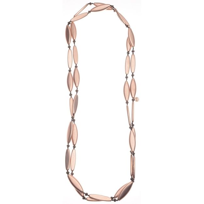 LONG NECKLACE CRYSTALS BEADS IMITATION METAL