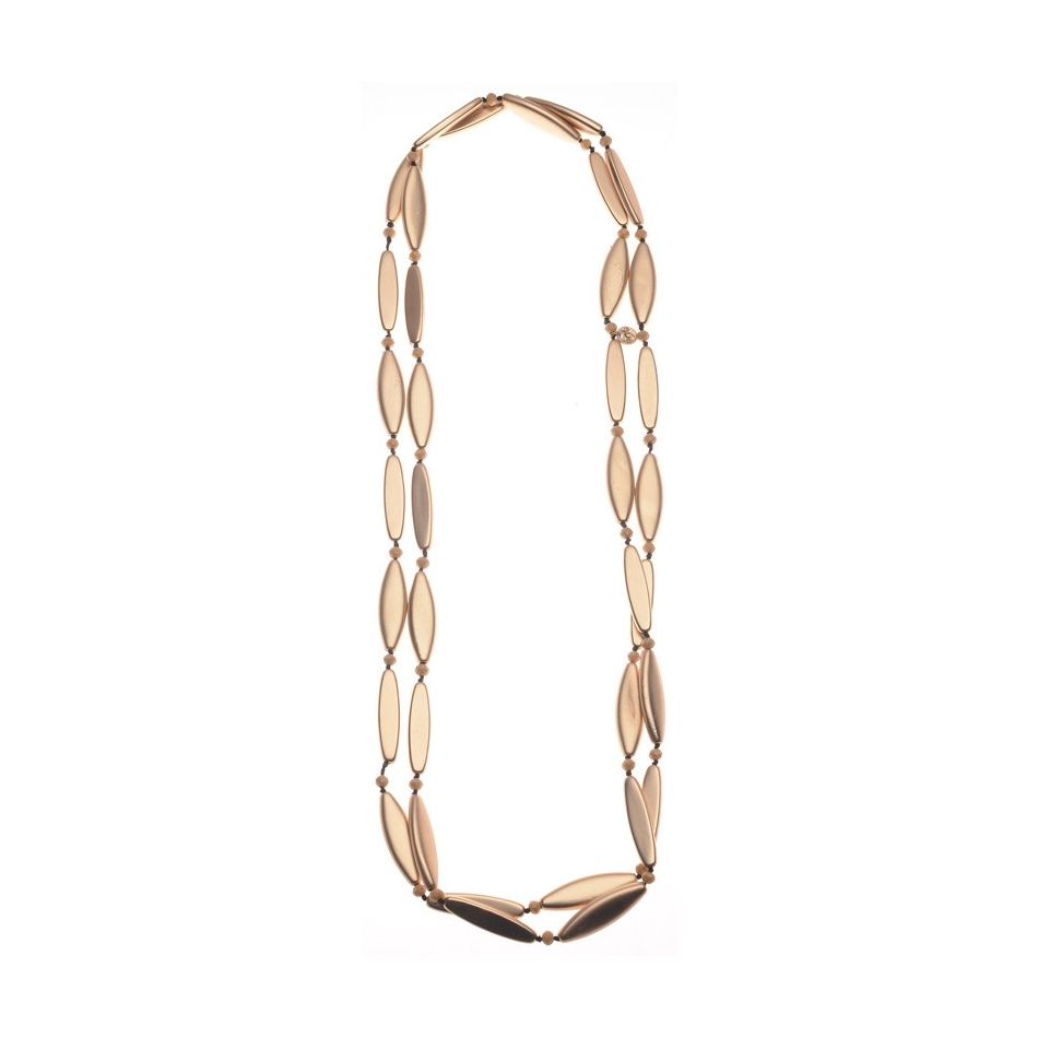 LONG NECKLACE CRYSTALS BEADS IMITATION METAL