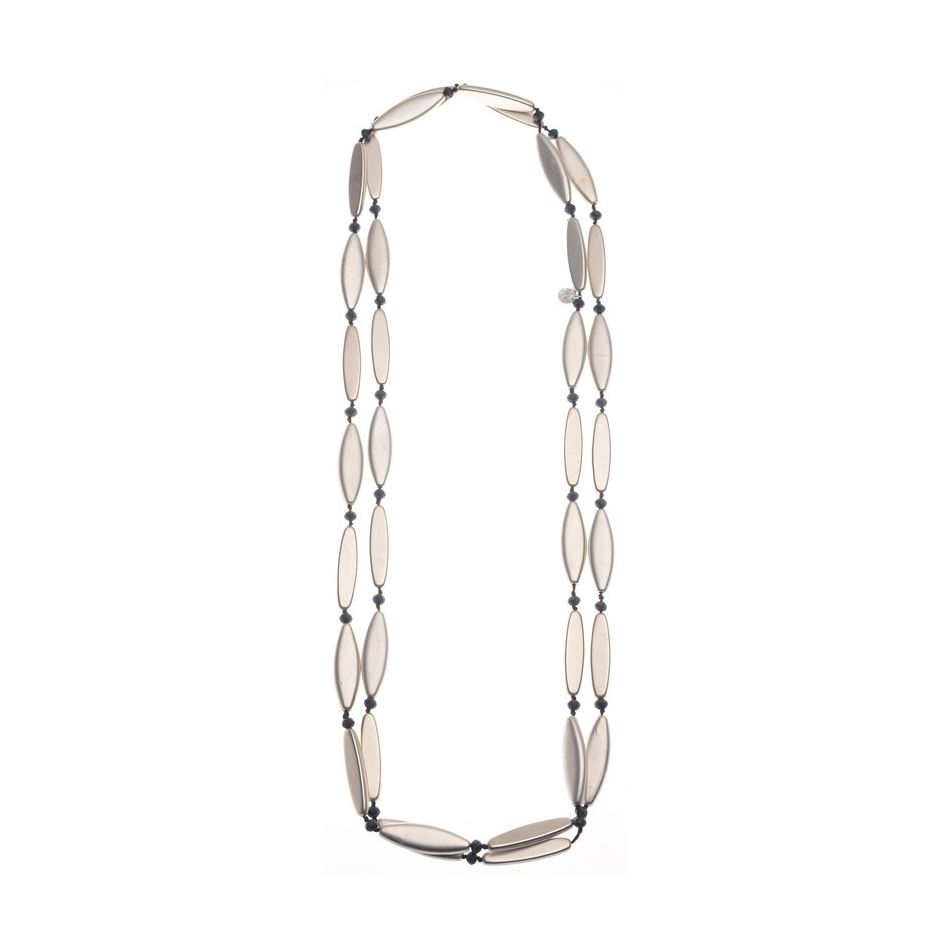 LONG NECKLACE CRYSTALS BEADS IMITATION METAL