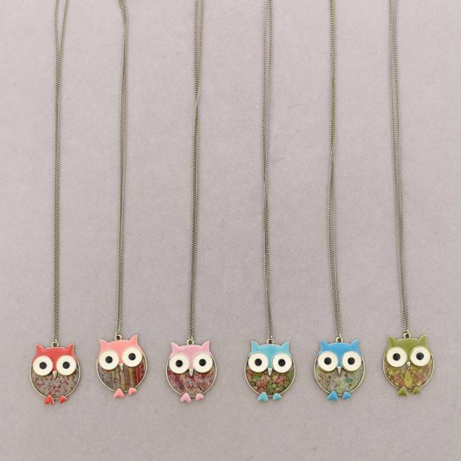 LONG PENDANT NECKLACE METAL ENAMEL