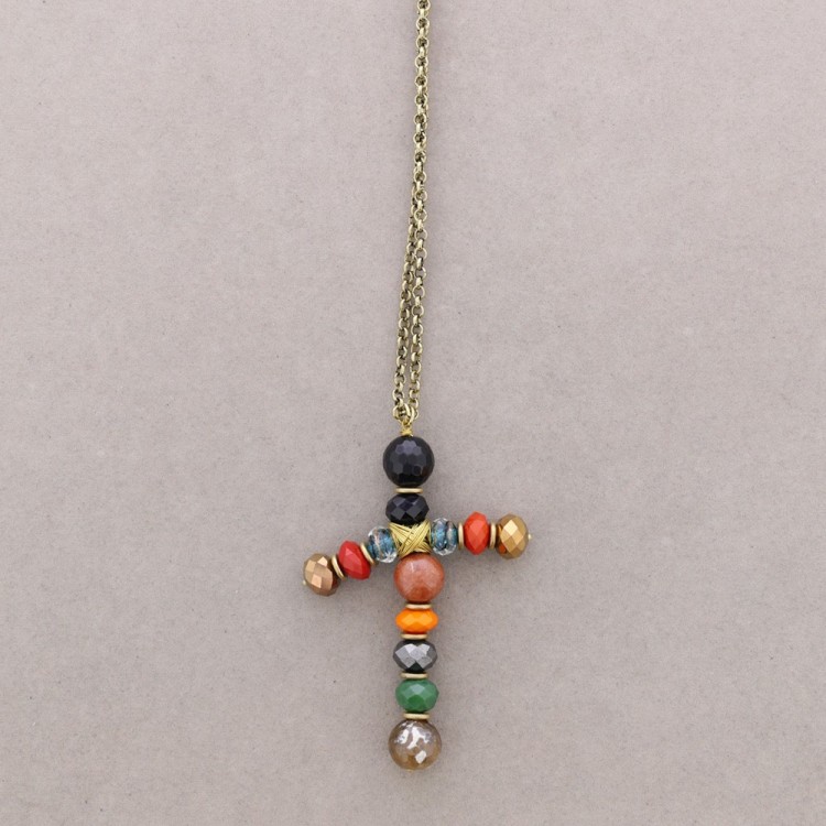 COLLAR LARGO COLG. CRUZ PIEDRAS