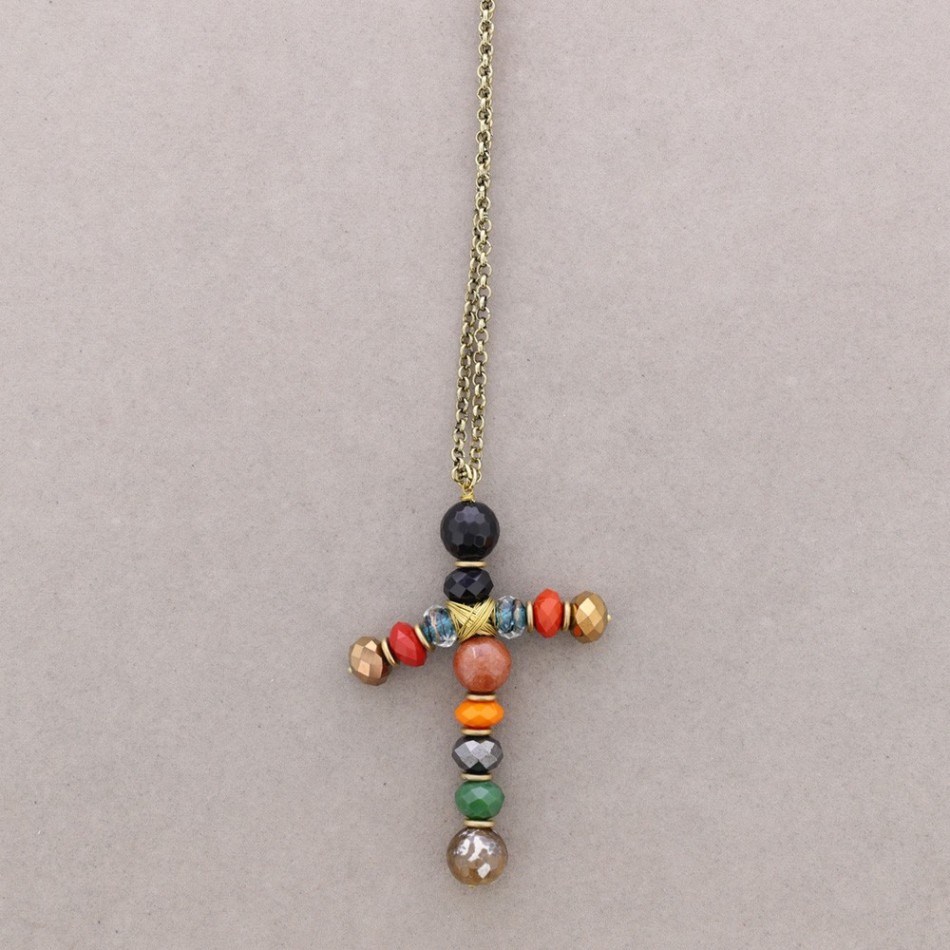 COLLAR LARGO COLG. CRUZ PIEDRAS