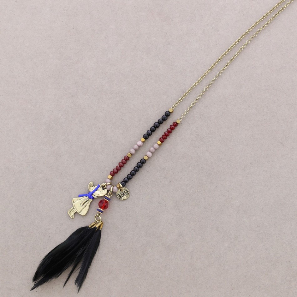 LONG FEATHER PENDANT NECKLACE