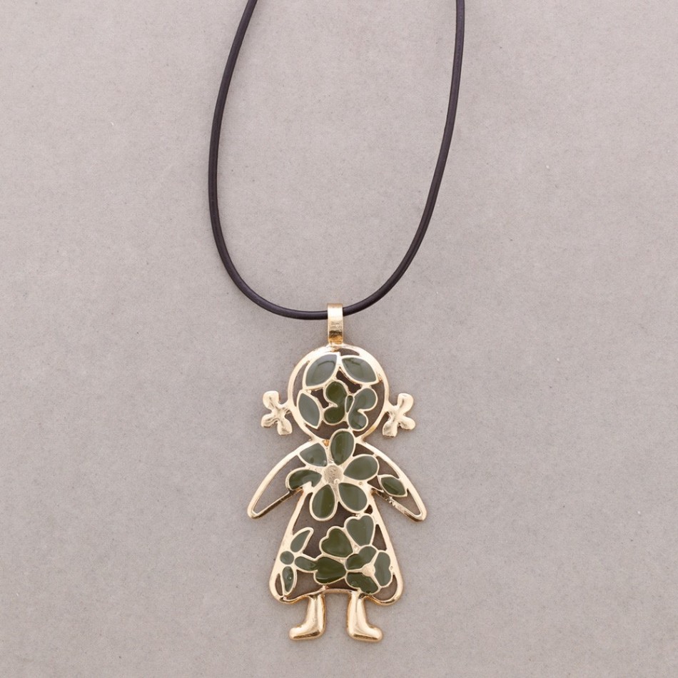LONG ENAMEL METAL PENDANT NECKLACE