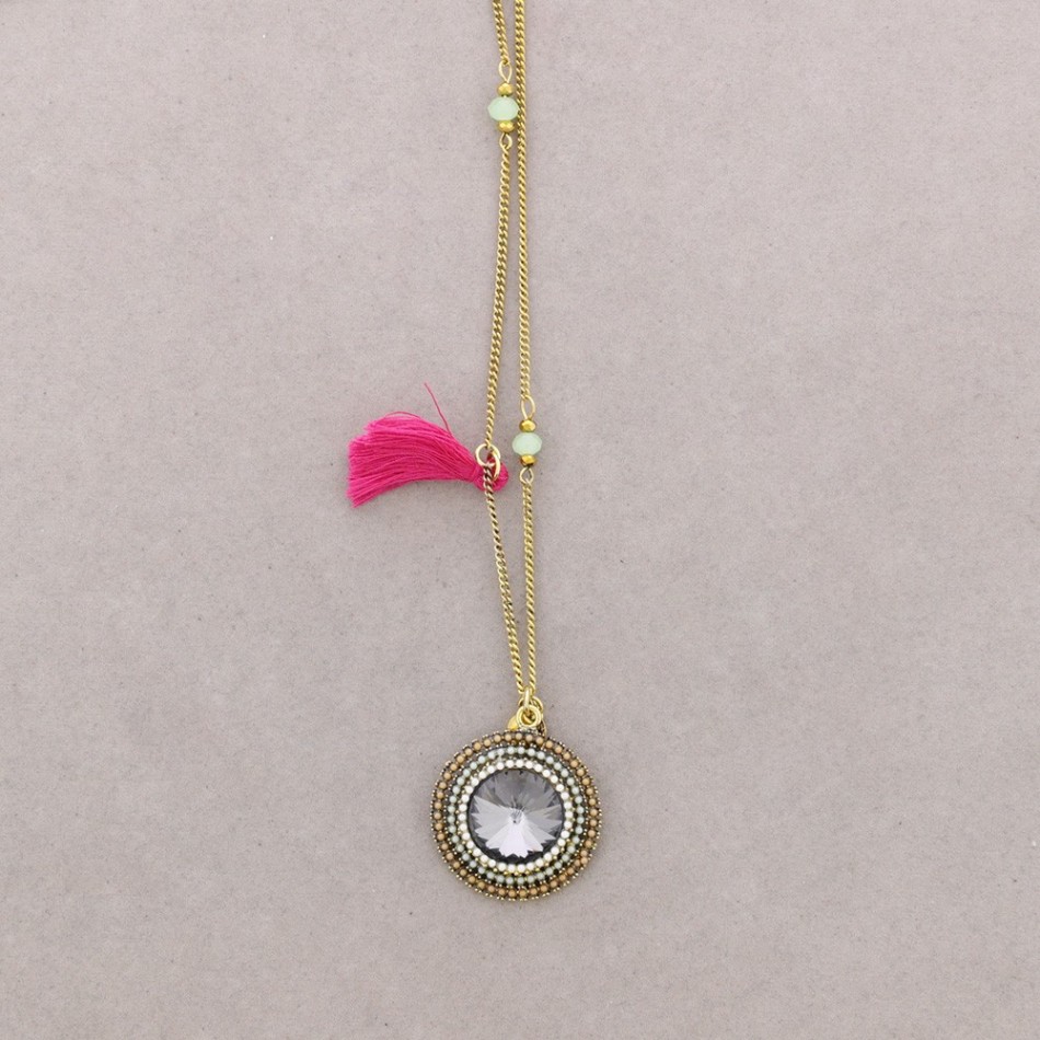 COLLAR LARGO COLG. CUENTAS INCRUSTADAS