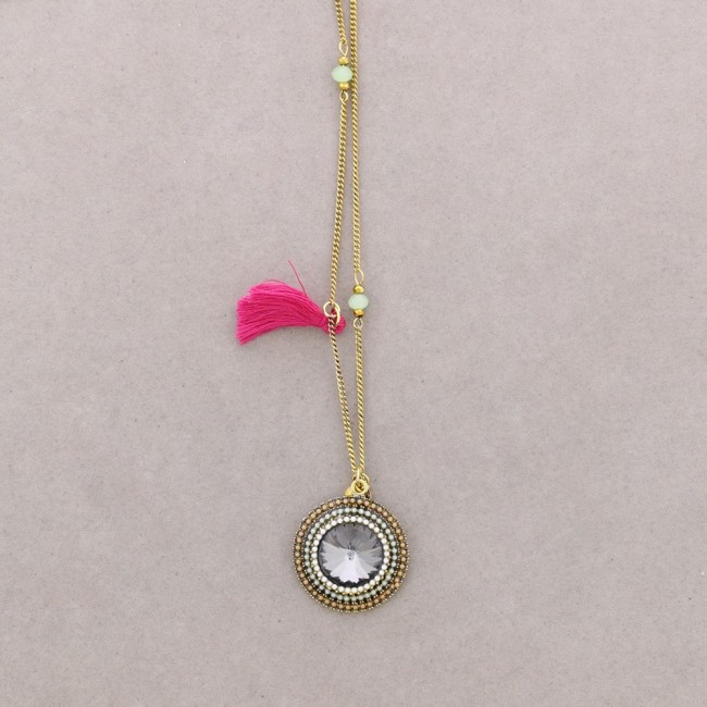 COLLAR LARGO COLG. CUENTAS INCRUSTADAS