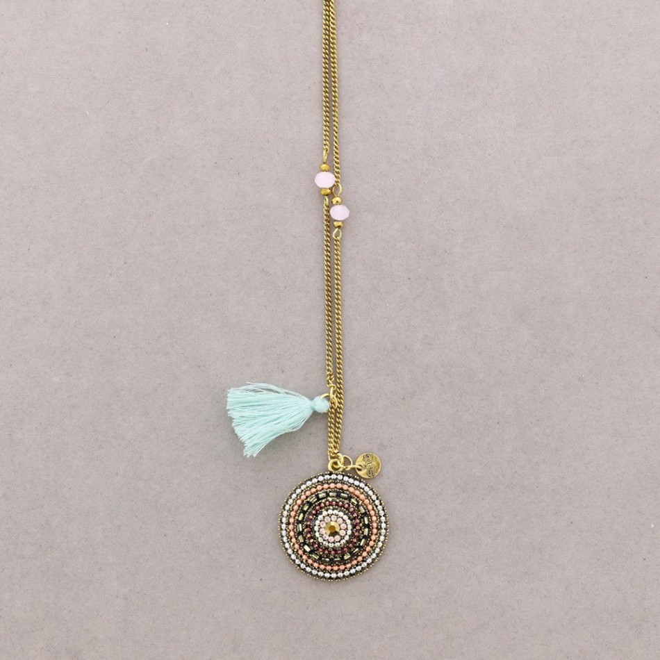 LONG NECKLACE WITH EMBEDDED BEADS