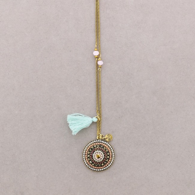 LONG NECKLACE WITH EMBEDDED BEADS