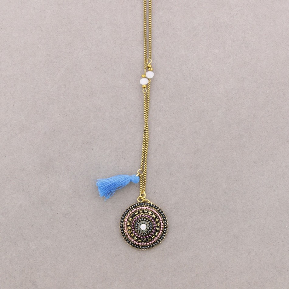 LONG NECKLACE WITH EMBEDDED BEADS