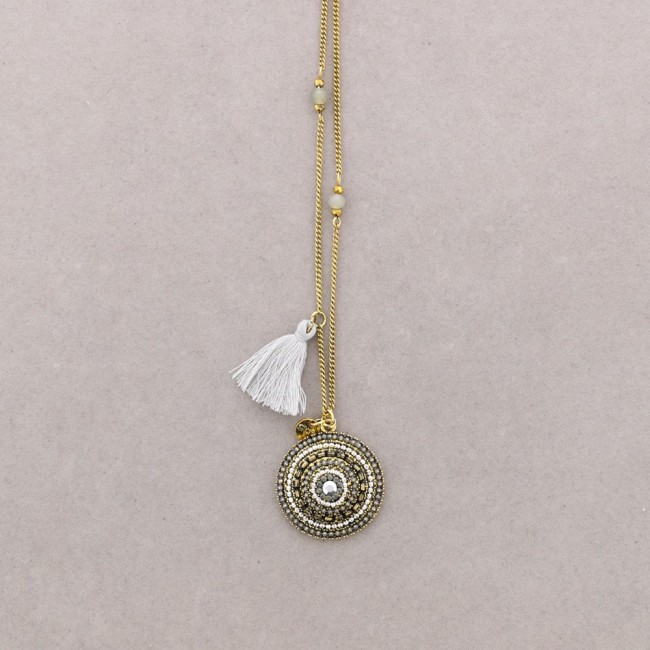 LONG NECKLACE WITH EMBEDDED BEADS