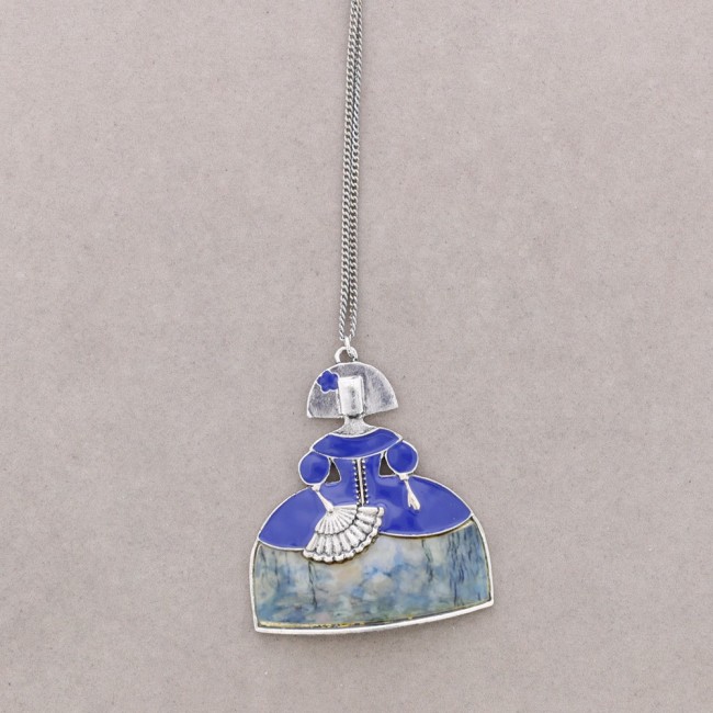 LONG ENAMEL METAL PENDANT NECKLACE