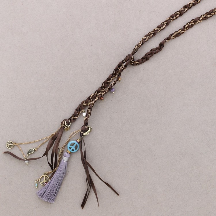 COLLAR LARGO TRENZADO FLECO