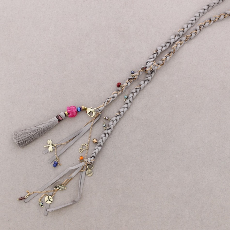COLLAR LARGO TRENZADO FLECO