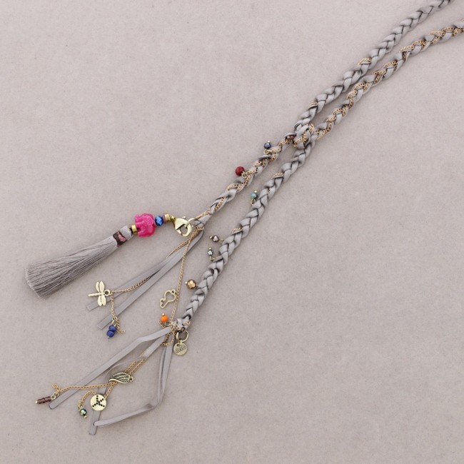 COLLAR LARGO TRENZADO FLECO