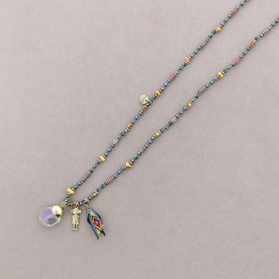 COLLAR LARGO PIEDRAS COLGANTE