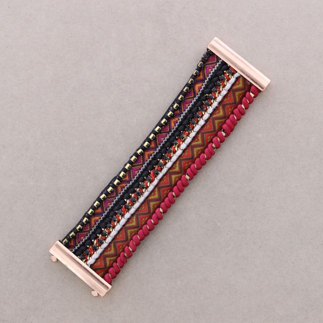 WOVEN RIBBON BEADED BRACELET