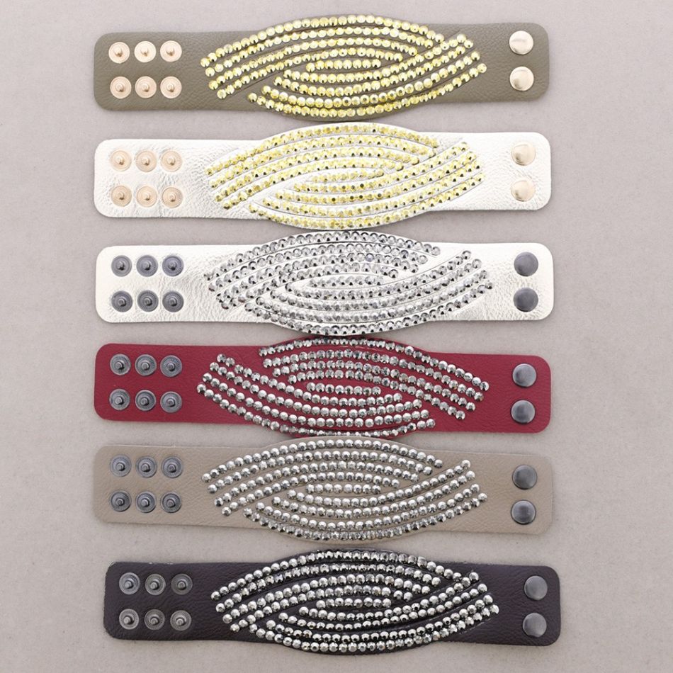 PULSERA IMI. CUERO CRISTALES