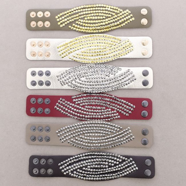 PULSERA IMI. CUERO CRISTALES
